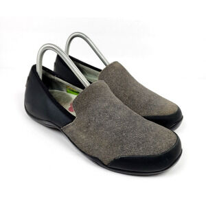 Ahnu Penny Pro Womens Size 8.5 Gray Black Suede Leather Slip On Loafer Shoes